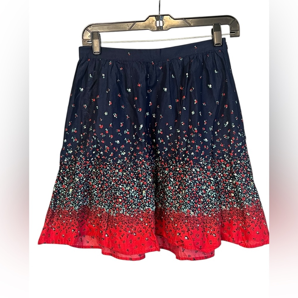 Y2K Vintage dELiA*s Navy and Red Cotton Floral Skirt size 1 Prairie Cottagecore